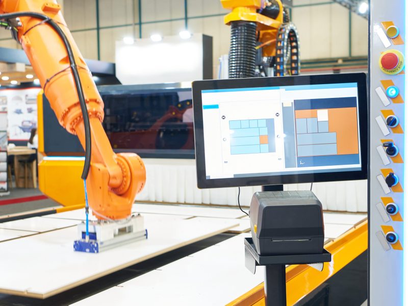 Monitor of robot manipulator wood working machine